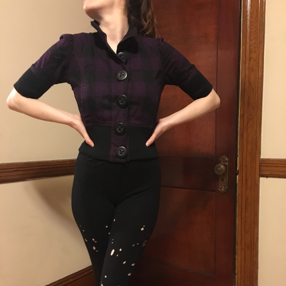 Purple and black checked jacket